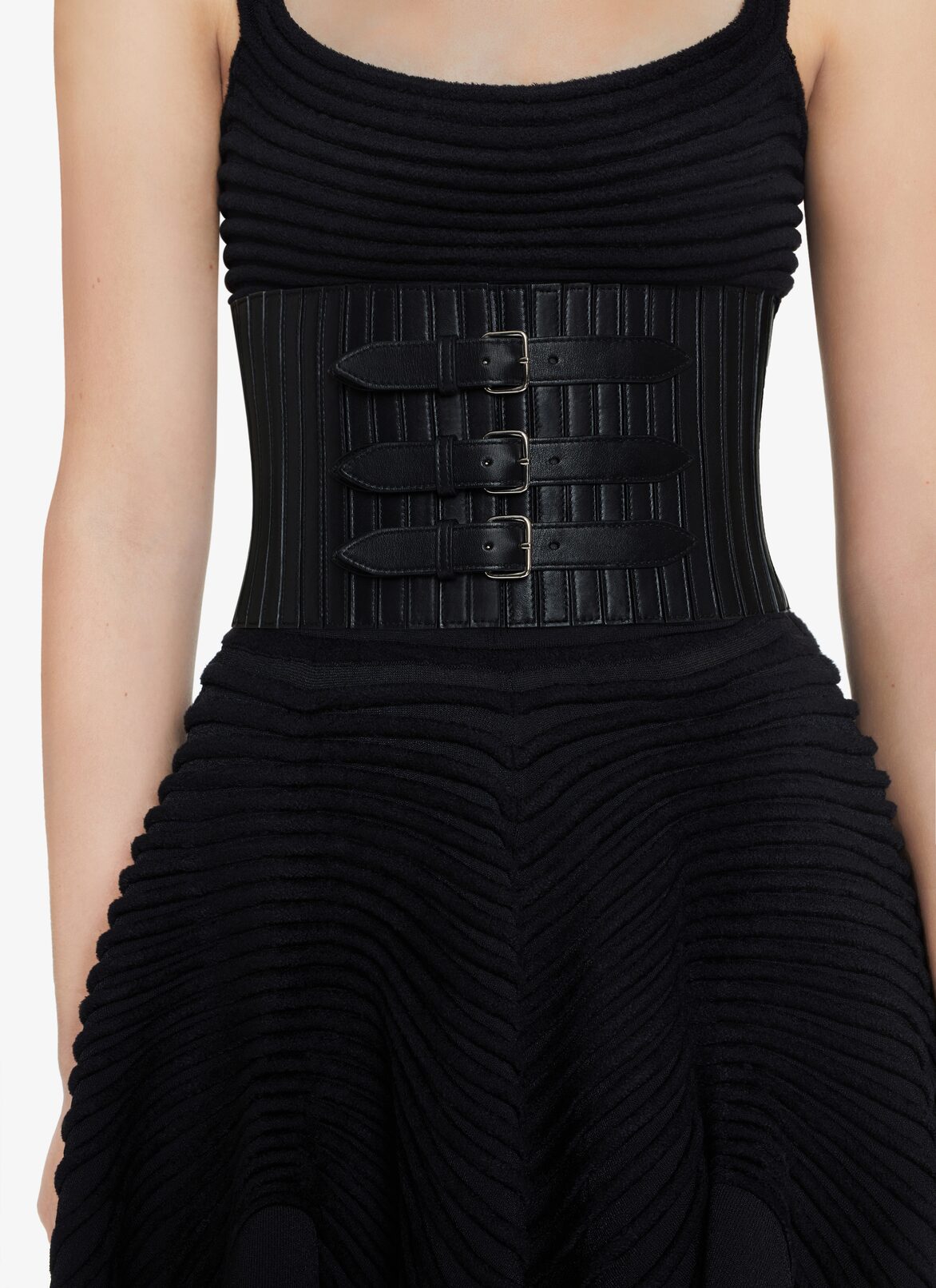 SCULPTED BALLERINE SHORT DRESS  ALAÏA BLACK SCULPTED BALLERINE SHORT DRESS